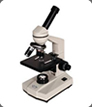 microscopio monocular de tres objetivos: 4x, 10x y 40x